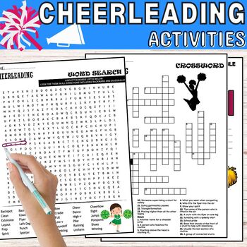 Preview of Cheerleading Fun Worksheets,Puzzles,Wordsearch & Crosswords