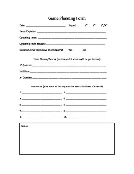 Preview of Cheerleading Game Plan and Evaluation Forms