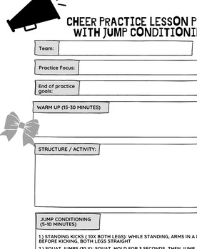 Preview of Cheerleading Lesson Plan Template with Jump Conditioning
