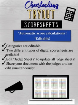 Preview of Cheerleading Tryout Digital Scoresheets Google Sheets