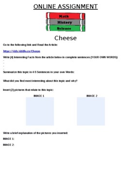 Preview of Cheese Online Assignment