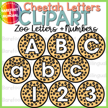 Preview of Cheetah Letters and Numbers Clip Art - Zoo Letters Clipart - Zoo Clipart