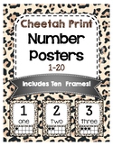 Classroom Decor Cheetah Print Classroom Number Posters 1-20