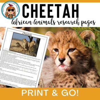 Preview of Cheetah informational report article for writing African animal research reports
