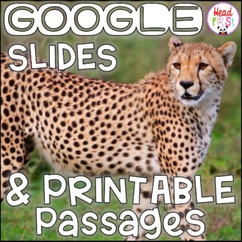 Preview of Cheetahs NONFICTION GOOGLE SLIDES and PRINTABLE Passages and Activities