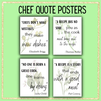 Preview of Chef Quotes Posters 18 x 24 FACS Classroom Kitchen Decor Culinary Decor