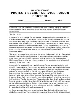 Preview of Chemical Bonding - PROJECT: SECRET SERVICE POISON CONTROL