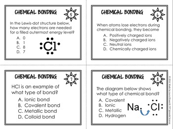 Chemical Bonding Task Cards By Splendid Science Tpt