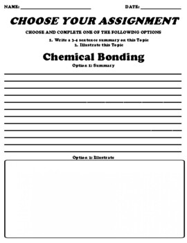 Preview of Chemical Bonding UDL Choice Board Worksheet