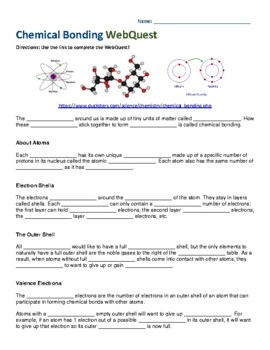 Preview of Chemical Bonding WebQuest