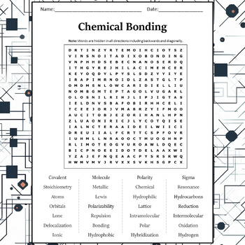 Chemical Bonding Word Search Puzzle Worksheet Activity by Word Search ...