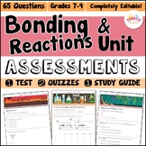 Bonding and Chemical Reactions Unit Test Quiz Study Guide 