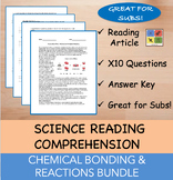 Chemical Bonding and Reactions Reading Comprehension Scien
