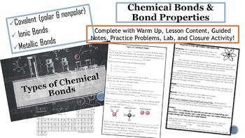 Preview of Chemical Bonds & Bond Properties Bundle