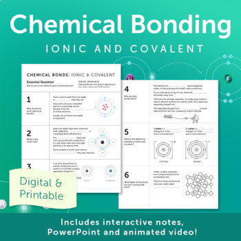 Preview of Chemical Bonds: Ionic & Covalent - Interactive Notes, PPT & Animated Video