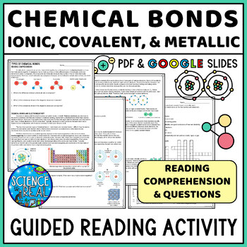 Preview of Chemical Bonds Guided Reading Comprehension - Ionic, Covalent, & Metallic