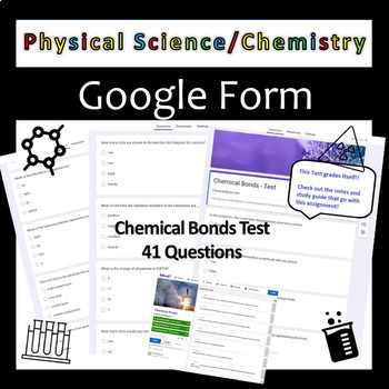 Preview of Chemical Bonds Unit Test - Physical Science/ Chemistry - Google Form