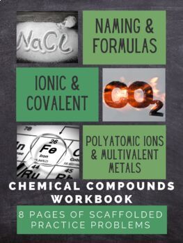 Preview of Chemical Compounds Workbook | Naming | Formulas | Answer Key | Distance Learning