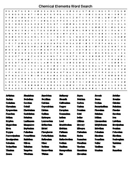 Preview of Chemical Elements Crosswords & Word Searches with KEYS