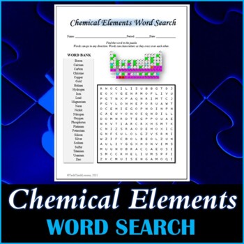 Preview of Chemical Elements Word Search Puzzle