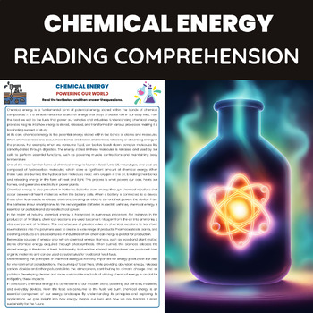 Preview of Chemical Energy Reading Comprehension Passage | Types of Energy Fossil Fuels
