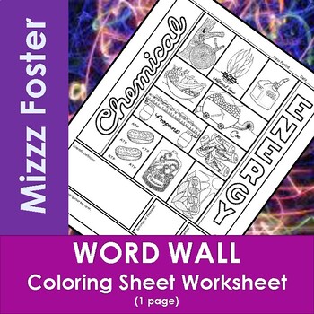 Preview of Chemical Energy (version 2) Word Wall Coloring Sheet (1 pg.)