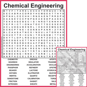 Preview of Chemical Engineering Word Search