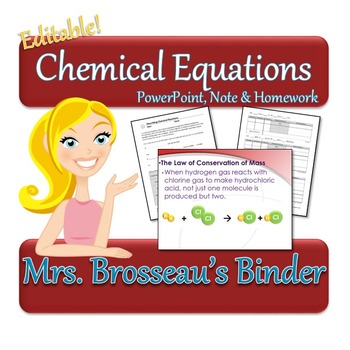 Preview of Chemical Equations Package - Balancing Chemical Equations, Types of Reactions