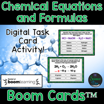 Preview of Chemical Equations and Formulas Digital Boom Cards™ - Distance Learning