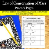 Chemical Equations & Law of Conservation of Mass Activity 