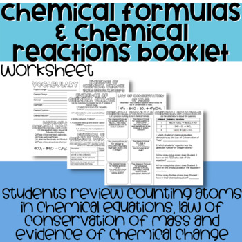 Preview of Chemical Formulas and Chemical Reactions Booklet