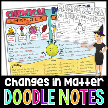 Preview of Chemical and Physical Changes Doodle Notes | Science Worksheets | Grades 6-8