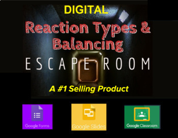 Preview of Chemical Reaction Types, Balancing, Predicting Products Digital Escape Room
