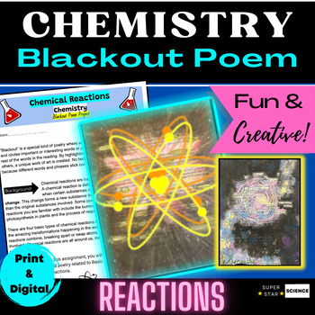 Preview of Chemical Reactions Activity Blackout Poem Chemistry Project STEM Creative FUN