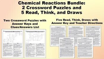 Chemical Reactions Bundle: 2 Crossword Puzzles 5 Read Think and Draws