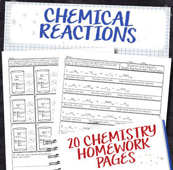 Preview of Chemical Reactions Chemistry Homework Page Unit Bundle