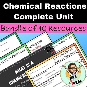 Preview of Chemical Reactions - Complete Unit Bundle - Labs Worksheets Presentations -