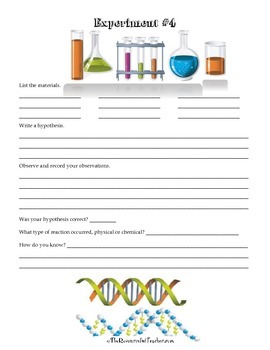 Science Activity - Chemical Reactions Lesson Plan, Experiments