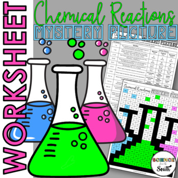 Preview of Chemical Reactions Review Mystery Picture Worksheet Activity in Digital & Print