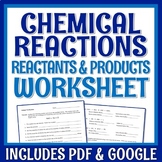 Chemical Reactions Worksheet Review Reactants and Products
