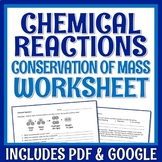 Chemical Reactions Worksheet Review with Conservation of M