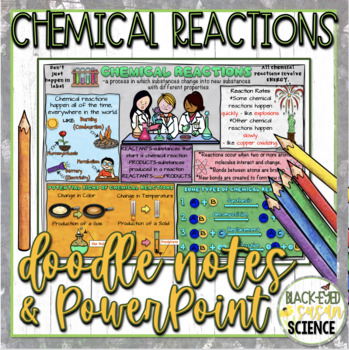 Preview of Chemical Reactions Doodle Notes & Quiz + PowerPoint