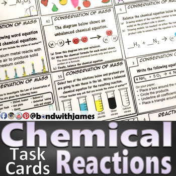 Preview of Chemical Reactions: Chemistry Task Cards