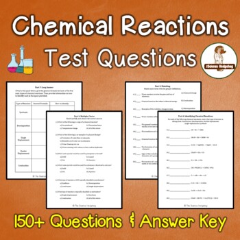 Preview of Chemical Reactions Test Questions