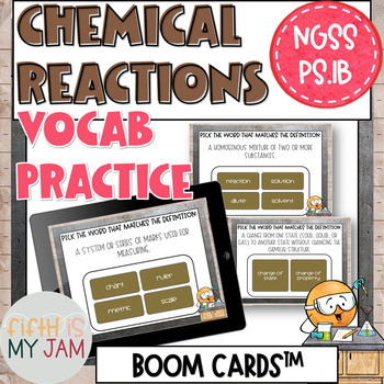 Preview of Chemical Reactions BOOM Cards Vocabulary Practice