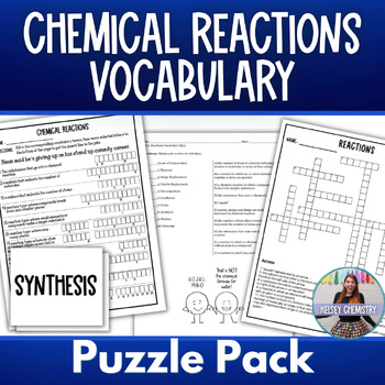 Preview of Chemical Reactions Vocabulary Activity Bundle: Crossword, Joke Puzzle and more