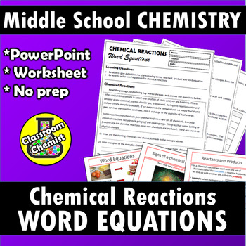 Preview of Writing Chemical Word Equations Worksheet and PowerPoint
