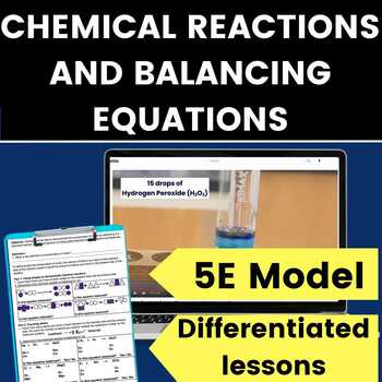 Preview of Chemical Reactions Balancing Chemical Equations worksheet 5E Science Lesson 