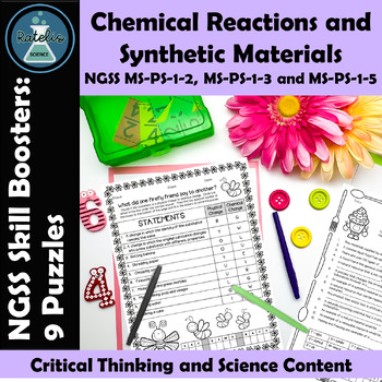 Preview of Chemical Reactions and Synthetic Materials Review Puzzles NGSS MS-PS-1 Chemistry