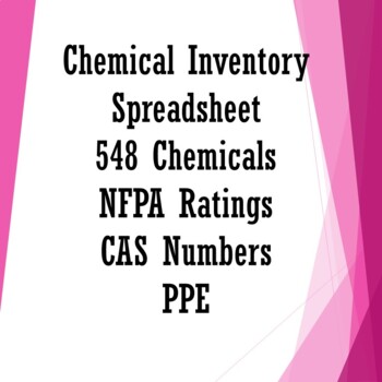 Preview of Chemical Spreadsheet for Chemistry Inventory NFPA CAS Storage Information